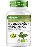 Bio Oreganoöl Olivenöl - 90 Kapseln - Hochdosiert mit 80 mg Carvacrol pro Kapsel - griechisches Oreganoöl & natives Olivenöl aus kontrolliert biologischem Anbau - Vegan