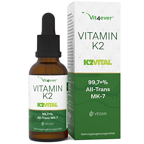 Vitamin K2 MK-7 200µg - 50 ml (1700 Tropfen) - Premium: All-Trans Gehalt 99,7% (K2VITAL® von Kappa) - Ohne Alkohol - Laborgeprüft - Vegan
