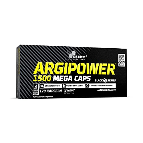 OLIMP- ArgiPower 1500 Mega Caps (120 Kapseln). Hochkonzentriertes L-Arginin Hydrochlorid Nahrungsergänzungsmittel (1er Pack)