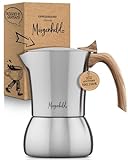 Morgenheld Premium Espressokocher Induktion für 6 Tassen [300 ml] aus rostfreiem Edelstahl - Mokkakanne, Espressokanne geeignet für alle Herdarten - spülmaschinenfest
