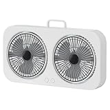 Rdxanc Tragbarer Ventilator mit doppeltem Kopf, drehbar, wiederaufladbar, hängender Ventilator, für den Schreibtisch, leiser Kühlventilator, geeignet für Büro, Camping