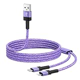 Multi Ladekabel, 1.2M 2 in 1 Ladekabel mit USB C/Lightning, Nylon USB C Schnellladekabel + iPhone kabel für iPhone 16 15 14 13 12 11 8 7 6 für Samsung Galaxy S25 S24 S23 S22 S21 Ultra A55 A54 A53