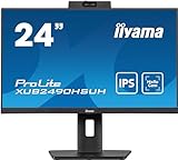 iiyama Prolite XUB2490HSUH-B1 60,5cm 23,8' IPS LED-Monitor HDMI DP USB3.2 Slim-Line Höhenverstellung Pivot Windows Hello Webcam schwarz