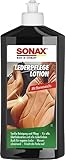 SONAX LederPflegeLotion (500 ml) wasserabweisende Lederpflege mit Bienenwachs für eine sanfte Reinigung und Pflege von Glattleder und Kunstleder | Art-Nr. 02912000