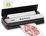 Bonsenkitchen Vakuumiergerät, für Trockene und Feuchte Lebensmittel Vakuumierer mit Eingebauter Cutter, Folienschweißgerät für Lebensmittel, inkl. 1 Rolle Folienbeutel, 5 Profi-Folienbeutel