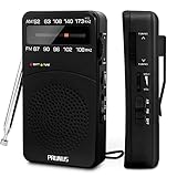PRUNUS J-166 AM FM UKW Radio Batteriebetrieben, Transistorradio Weltempfänger Radio mit großartiger Empfang, Mittelwellenradio mit Signalanzeige, Rückclip & lautem Lautsprecher zum Reisen, Camping.