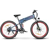 SAMEBIKE E Bike 48V15AH Klapprad Elektrofahrrad mit 26×3.0 Zoll Fat Tire Max Reichweite 150km, Erwachsene Herren Damen Ebike (Blue)