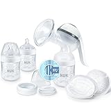 NUK Nature Sense Handmilchpumpe | Still-Set mit Handmilchpumpe, Babyflaschen & Ultra Dry Comfort Stilleinlagen | 6 Stück