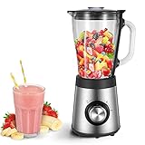 Standmixer Mixer Smoothie Maker mit 1,5 L Mixbehälter, Standmixer Hochleistungsmixer mit 4 Klingen, Smoothie Mixer, Blender mit Impuls/Ice-Crush Funktion, BPA frei