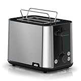 Braun PurShine HT1510BK Toaster, 2 Slot Toaster, 8 Toast Levels, Overheating and Defrosting Functions, Tray, 900 W, Black