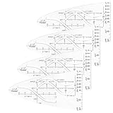 JAWUZ 4 Stück Parabelschablone mathe, Kurvenlineal, Normalparabel schablone, Parabel lineal, Kurvenschablone