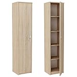 Bücherregal Kleiderschrank Regal Sonoma 40cm breit 180cm hoch Schrank Organizer Mehrzweckschrank mit 4 verstellbaren Einlegeböden Aktenschrank Regal Wand schmal Holz für Schlafzimmer Flur Keller Büro