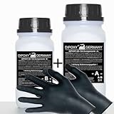 750g Epoxidharz 2K Harz + Härter + Handschuhe EP Laminierharz in Profi Qualität Glasklar und geruchsarm Gießharz Epoxy UV Stab. für Holz Tisch Boden Aquarium Terra Formenbau GFK DIPOXY-2K-700