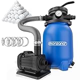 Monzana® Sandfilteranlage MZPP100 5000 l/h bis 20.000L Pool inkl Filterbällen 7 Wege Ventil 2in1 Adapter Ø32-38mm 180W Filteranlage Pumpe Filterkessel