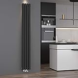 ELEGANT Design Paneelheizkörper Röhren 1800 x 236 mm Anthrazit Doppellagig Badheizkörper Mittelanschluss Vertikal Röhren Heizkörper