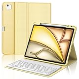 IVEOPPE Hülle mit Tastatur für iPad Air 13 Zoll 2025 M3/2024 M2, Deutsches QWERTZ Layout, Bluetooth Magnetisch Abnehmbare Keyboard für iPad Pro 12.9 (6./5./4./3. Gen) 2018-2022, Gelb