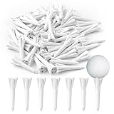 50stk Golf Tees, Kurze Golf Tees Kunststoff 38mm Große Golf Tees Plastik Golf-Trainingszubehör Golf-Übungswerkzeug für Eisen Par-DREI Hybride (Weiß)