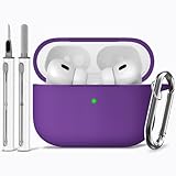 Inesore Compatible with Airpods Pro 2nd/1st Case Cover with Cleaner Kit,Silicone Protective Case for Apple Airpods Pro 2nd/1st Generation Charging Case with Keychain,for Women Men(Deep Purple)