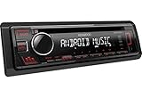 Kenwood KDC-130UR CD-Autoradio mit RDS (Hochleistungstuner, USB, AUX-Eingang, Android Control, Bass Boost, 4x50 Watt, Rot) Schwarz