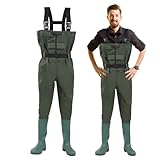 Izrielar Wathose Herren Wasserdicht, 70D Nylon Composite PVC Anglerhose, Fischerhose mit rutschfesten Gummistiefeln, Teichhose, Hochwasserhose, geeignet für Baustellen, Angeln, Bauernhöfe, Gärten