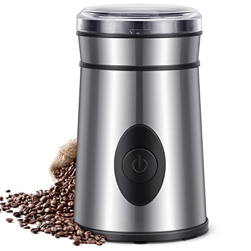 Kaffeemühle Elektrische Kaffeemühle mit Edelstahl Schlagmesser für Kaffeebohnen Nüsse Gewürze Füllmenge 50 g (200W)