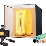 RALENO Fotobox 60x60 cm Lichtbox Faltbare Fotostudio Set für Produktfotografie mit Einstellbarem Licht LED (65 W,5500 K, 97 CRI) inkl. 6 Wasserdichten PVC Produktfotografie Hintergründe