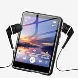 SWOFY 128GB MP3-Player mit Bluetooth 5.3-2,4-Zoll Touchscreen, HiFi-Klang, integrierter Lautsprecher, Aufnahmefunktion, FM-Radio, Kann auf 512 GB erweitert Werden (Schwarz)