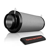 Spider Farmer Aktivkohlefilter 100mm/4 Inch Kohlefilter Air Carbon Filter, Leichtes Australische Aktivkohle für Grow Zelt Geruchskontrolle, Luftwäscher für Rohrventilator, Luftfiltration, Gewächshaus