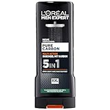 L'Oréal Men Expert XXL 5in1 Duschgel und Shampoo für Männer, Duschbad zur Reinigung von Körper, Haar und Gesicht, Herren Körperpflege für langanhaltende Frische mit Karbon, Pure Carbon, 1 x 400 ml