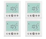 SM-PC®, 4x Set Digital Thermostat Raumthermostat Fußbodenheizung Wandheizung LED weiß #4x a31