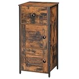 HOOBRO Beistellschrank mit Schublade, Kommode Schrank im Vintage-Stil, verstellbare Ablage, Kleiner Telefonschrank, für Wohnzimmer, Schlafzimmer, (30 x 34 x 79 cm) Dunkelbraun und Schwarz EBF15CW01G1