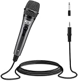 Moukey Dynamisches Mikrofon mit 4M/13ft Kabel, Metall Karaoke Handmikrofon, XLR-Mikrofon für Gesang/Bühne/Party, Kompatibel mit Karaoke Maschine/PA Anlage/Verstärker/Mixer, Grau