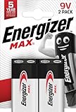 Energizer Batterien, Max 9V Blockbatterie Alkaline, 2 Stück