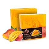 Panu Seifen Mango - Vegane Duschseife für alle Hauttypen - Naturseife als festes Duschgel und festes Shampoo - Premium Soap Bar - Natürlicher Duschbrocken als festes Duschgel