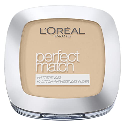L'Oréal Paris Puder Make up, Mattierendes Kompaktpuder mit LSF 8, Inkl. Spiegel und Schwamm, Perfect Match Puder, Nr. 4.N Beige, 9 g