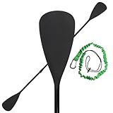 BeGrit Verstellbares Kajakpaddel 2 in 1 Paddel für Kajak & SUP Leichte Aluminium Doppelblattpaddel mit Paddelleash Schwimmfähiges Einzelblattpaddel für Kanusport Kajakfahren Kanadier Boot Ruderboot
