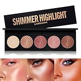 Highlighter Powder Palette, Makeup Palette Facial Bronzers Illuminator Palette Highlighter Baked Waterproof Langlebiges Brilliant Lighten Skin Color Gesichtskontur Powder