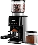 SHARDOR Kaffeemühle Elektrisch, 3 in 1 Edelstahl Kaffeemühle, Aktualisiert Mit neuen Pulverhalter Kaffeemühle Kegelmahlwerk, 51 Stufen der Feinen Mahlung, LCD-Bildschirm Und Große Kapazität