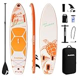EVERSEA Stand Up Paddle Boards, 3.2M Extra Wide Aufblasbares Paddle Board mit SUP Zubehör, Rutschfestes EVA Deck/3 Hauptflossen/Dual PVC Layer, Basic All-Around Paddleboard für Erwachsene (Mydas)