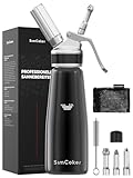 SimCoker Sahnespender 500ml,Aluminium Sahnesiphon,Schlagsahnebereiter mit Ersatzteile,Deutsche Anweisungen