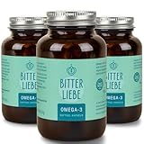 BitterLiebe - Omega 3 vegan Kapseln hochdosiert aus pflanzlichem Algenöl - hochwertigem EPA und DHA - Premium Omega-3-Fettsäuren für Veganer - leicht schluckbar