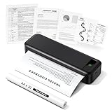 TATTMUSE Thermodrucker A4, 300DPI Bluetooth Mobiler Drucker, Rechnungen, Lernen, Tragbarer Drucker Kompatibel mit Phone, Laptop, Monochromer Reisedrucker Nur Thermopapie, Schwarz