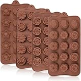 Socluer 4 Stück Silikon Pralinenform, 15 Mulden Schokoladenformen, BPA Frei und Antihaftbeschichtet, für Süßigkeiten, Bonbons, Eiswürfeln