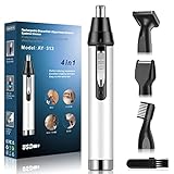 Nasenhaartrimmer Nasenhaarschneider Ohrhaarschneider,4-in-1 USB Professionelle Ohrenhaartrimmer für Nasenhaare & Augenbrauen & Ohrenhaare für Damen und Herren, Weiß