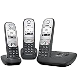 Gigaset A415A Trio 3 schnurlose Telefone mit Anrufbeantworter (DECT Telefone mit Freisprechfunktion, Grafik Display und leichter Bedienung) schwarz