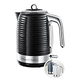 Russell Hobbs Wasserkocher [1,7l, 2400W] Inspire Schwarz mit hochwertiger Hochglanz-Struktur (Schnellkochfunktion, herausnehmbarer Kalkfilter,Wasserstandsanzeige,abnehmbarer Deckel) Teekocher 24361-70