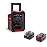 Einhell Akku-Baustellenradio TE-CR 18 Li DAB+/FM/BT Power X-Change (18 V, DAB+, FM, Bluetooth, AUX, USB, automatische Sendersuche, TFT-Farbdisplay, IP65, inkl. 4,0 Ah Akku & Ladegerät)