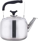 CCKUYT Flötenkessel, Wasserkocher, Herd-Teekanne, Edelstahl-Flötenkessel, Herd-Teekanne mit ergonomischem Griff, Gaskocher, Wasserkocher, Teekanne