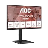 AOC 24E4U 24 Zoll FHD Monitor, 120Hz, IPS, 1ms MPRT, Adaptive Sync, HDR-Modus, Höhenverstellung (1920x1080,HDMI 1x 1.4,DP 1x 1.2, USB-Hub) Schwarz