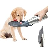 Wasserflasche für Hunde, ZoneYan 750 ml Edelstahl Hundetrinkflasche für Unterwegs, Tragbare Trinkflasche für Haustier, Auslaufsichere Hunde Wasserspender für Reisen, Parks, Camping, Wandern